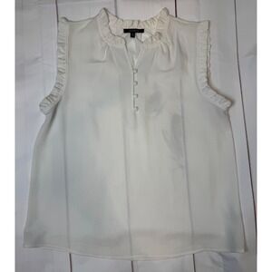 White Papaya Sleeveless Sheer Blouse / Large /‎ Sku0010